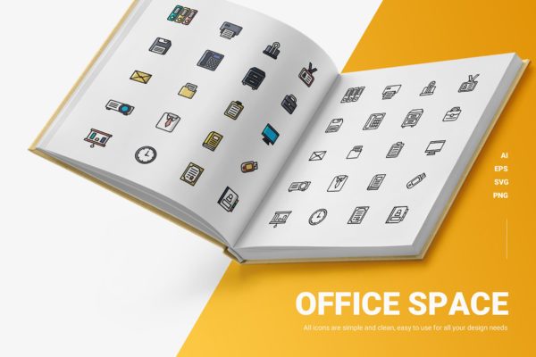 25枚办公空间主题矢量图标素材 Office Space – Icons