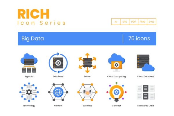 75枚Rich系列大数据图标素材 75 Big Data Icons – Rich Series