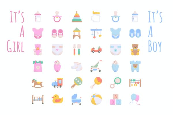 婴儿淋浴图标素材 Baby Shower Icon