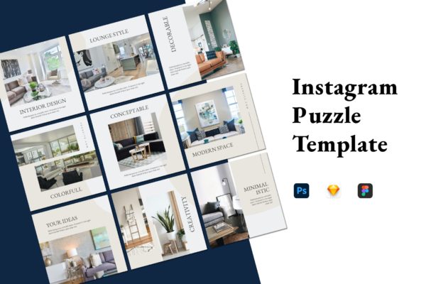 家居装饰Instagram九宫格拼图模板 Instagram Puzzle