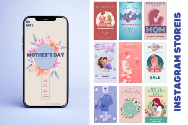 母亲节Instagram故事贴图设计模板 Mother’s Day Instagram Stories