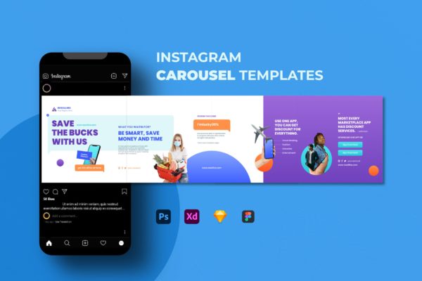 商店折扣促销Instagram帖子轮播图模板 Instagram Sales