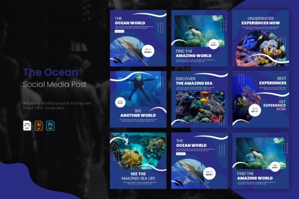 海洋动物Instagram帖子社交素材 Ocean Aquatic | Instagram Post