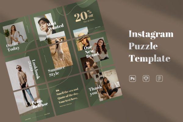 时尚促销Instagram九宫格拼图模板 Instagram Puzzle
