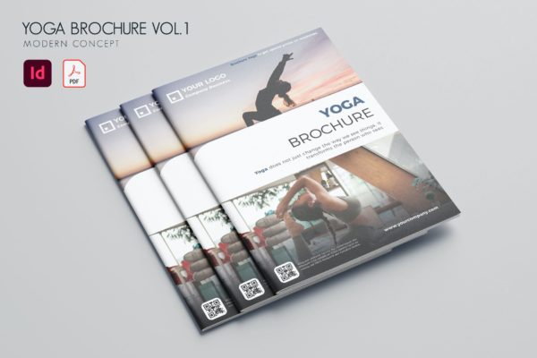 瑜伽教学宣传册设计模板v1 Yoga Brochure Vol.1