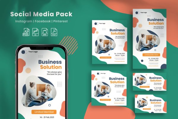 业务解决方案社交广告图设计模板套装 Business Solution – Social Media Pack