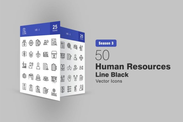50个HR人力资源线条图标 50 HR Line Icons