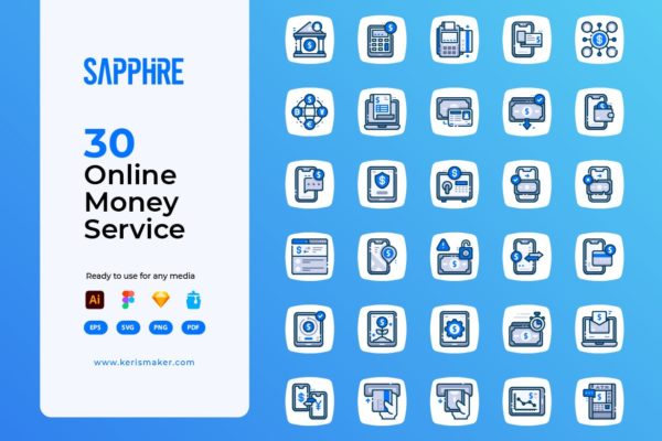 Sapphire系列在线货币服务矢量图标集合 Sapphire – Online Money Service Icons