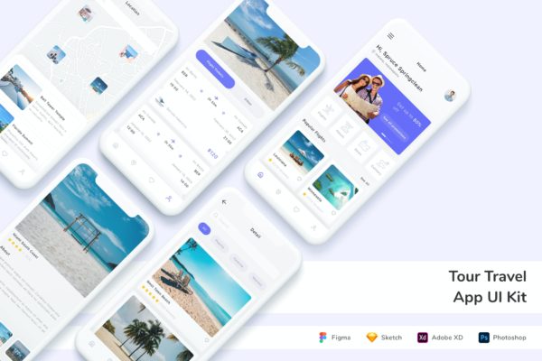 旅游旅行社App UI设计素材 Tour Travel App UI Kit