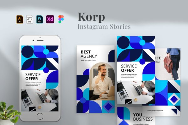 企业办公主题Instagram故事设计模板v5 Korp Instagram stories 05
