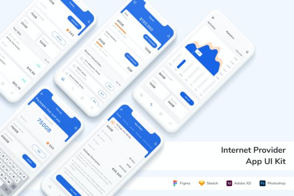 网络供应商App UI设计素材 Internet Provider App UI Kit