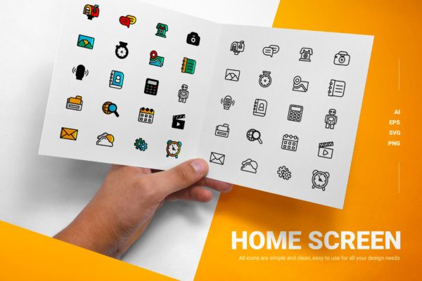 25枚UI界面主题矢量图标素材 Home Screen – Icons