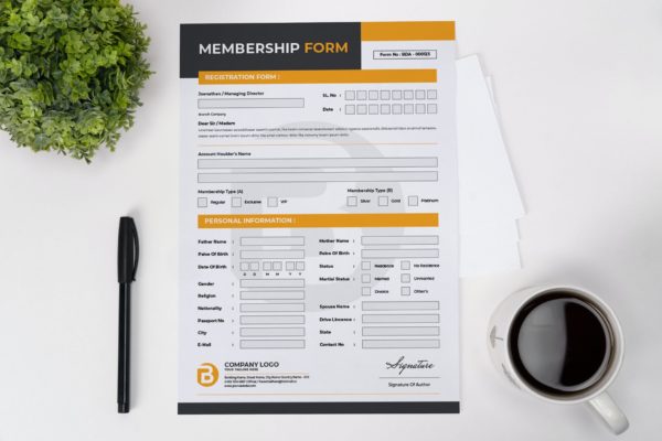 会员申请表格设计模板 Membership Application Form