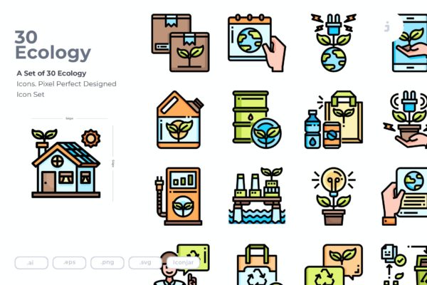 30个绿色生态矢量图标 30 Ecology Icons
