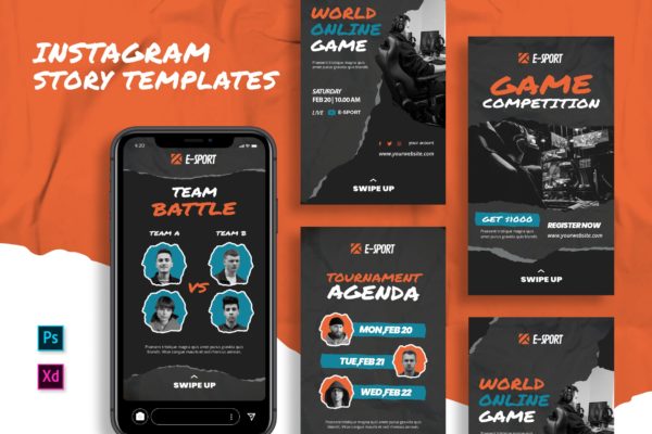 撕纸风格电子竞技Instagram故事贴图模板 eSport Instagram