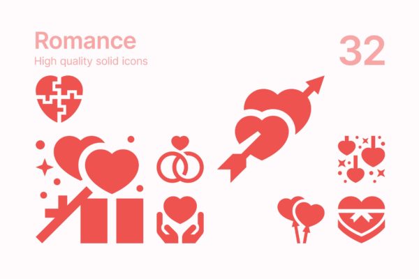 纯色浪漫图标矢量集合 Romance Icons