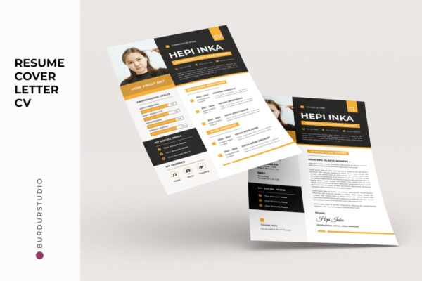 创意社交媒体简历设计模板 Creative Social Media CV Resume