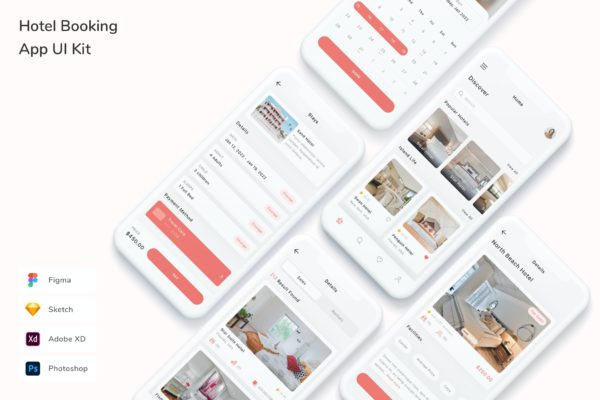 订酒店App UI设计素材 Hotel Booking App UI Kit