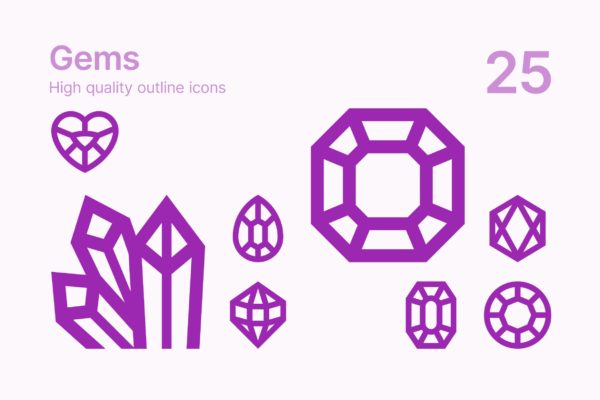 轮廓宝石图标矢量集合 Gem Icons