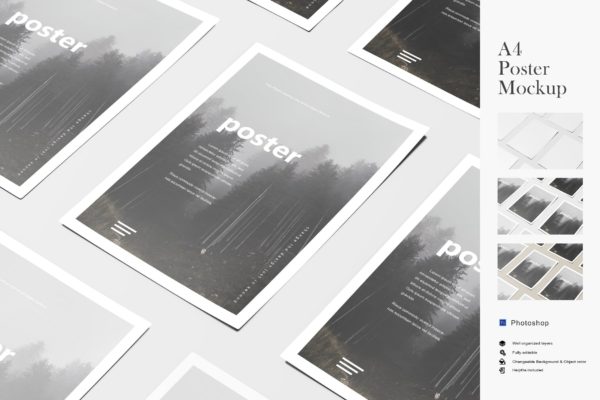 等距展示海报效果图样机素材 Poster Mockup