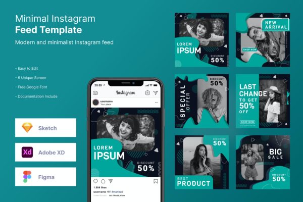 女性时尚Instagram帖子贴图社交素材 Woman Fashion Instagram Post