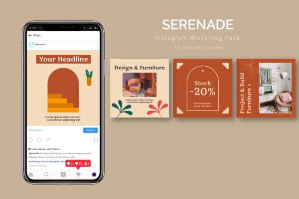 家具产品Instagram微博贴图设计素材包 Serenade – Instagram Microblog Pack