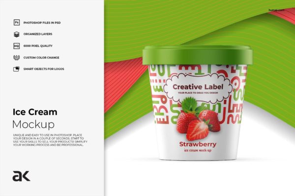 逼真冰淇淋包装设计预览样机模板 Ice Cream Mockup