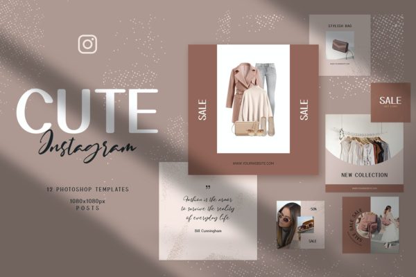 时装推广Instagram贴图模板素材 Cute Fashion Instagram