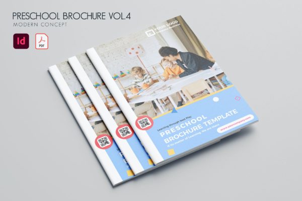 儿童学前教育画册宣传册设计模板v4 Preschool Brochure Vol.4
