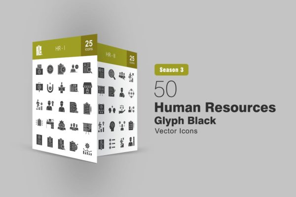 50个HR人力资源字形图标 50 HR Glyph Icons