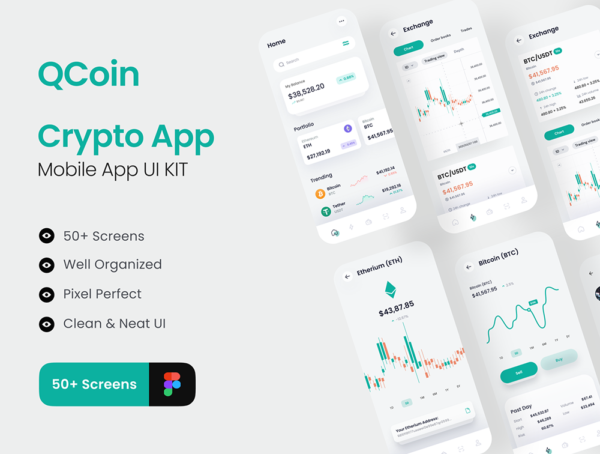 设计森林下午茶：加密货币/金融投资App移动应用程序UI套件