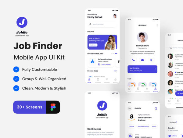 设计森林下午茶：高质量的找工作/求职App应用程序 UI 套件