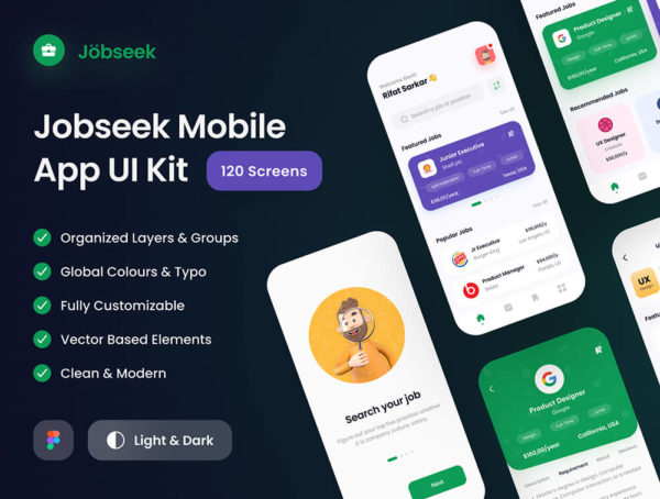 设计森林下午茶：适用于 iOS 和 Android 的求职/招聘App设计UI套件