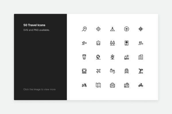 简约线条风格矢量旅行图标集合 Travel Icons – Line style