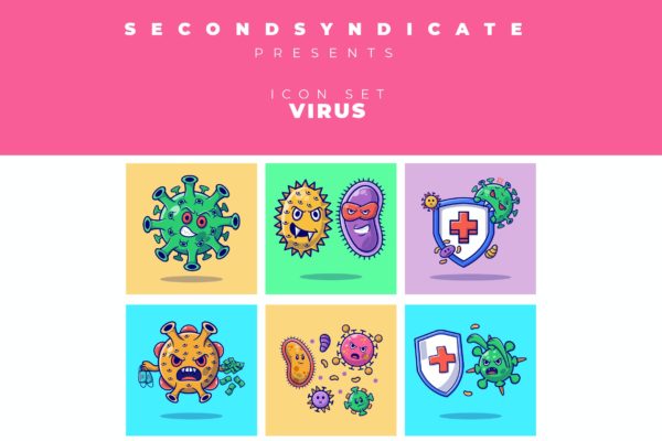 彩色卡通病毒图标集合 VIRUS ICON SET