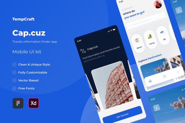 旅行信息查找App应用UI套件 Travel Information Finder Apps