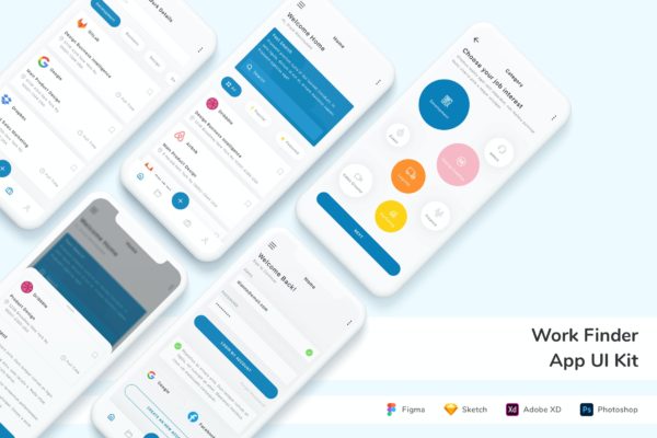 工作查找App UI设计素材 Work Finder App UI Kit