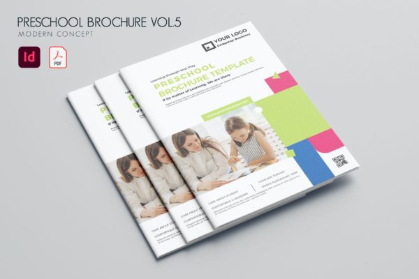 儿童学前教育画册宣传册设计模板v5 Preschool Brochure Vol.5