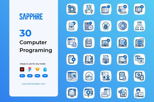 Sapphire系列计算机编程矢量图标集合 Sapphire – Computer Programming Icons