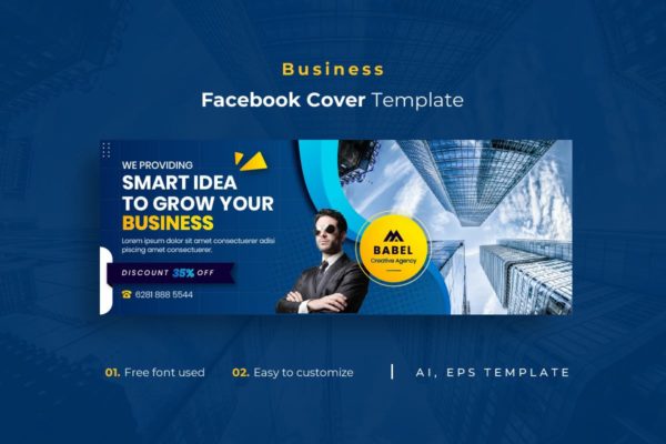 商业企业主题Facebook封面设计模板v10