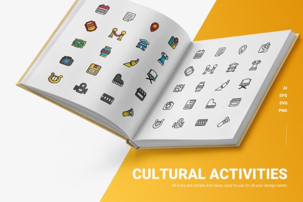 25枚文化活动主题矢量图标素材 Cultural Activities – Icons