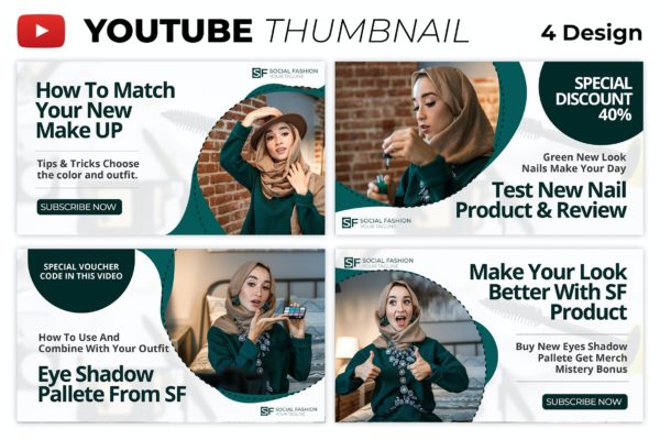 化妆品频道Youtube缩略图模板 Cosmetic Review Youtube Thumbnail Template