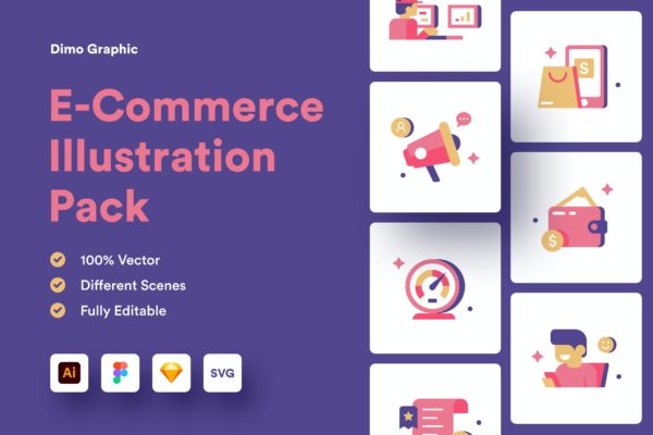 电子商务主题实体图标素材集 E-Commerce Spot Icon UZ