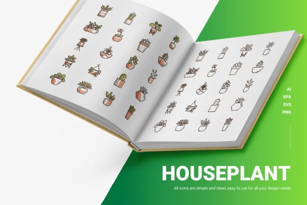 20枚室内植物主题图标矢量素材 Houseplant – Icons