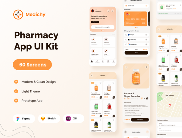设计森林下午茶：医学药房药店App应用程序iOS UI套件