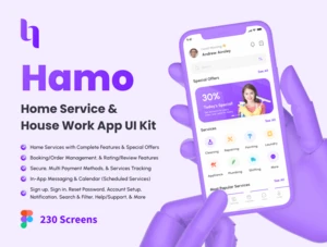 设计森林下午茶：家庭服务和家务App应用程序UI套件