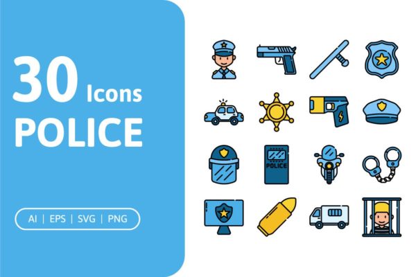 30个警察元素图标套装 30 Police Icon Set
