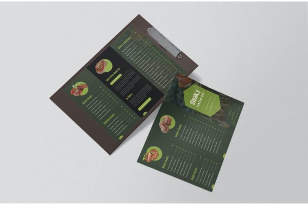 三折页列表式餐厅菜单设计模板 Steak.y Restaurant Menu