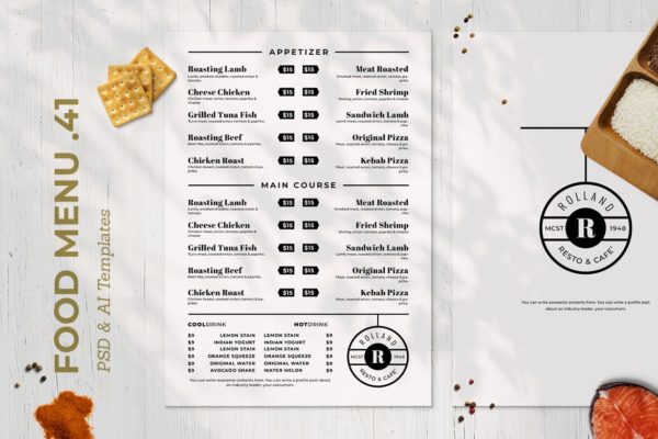 简约风西式餐厅菜单版式设计模板v41 SGM – Food Menu. 41