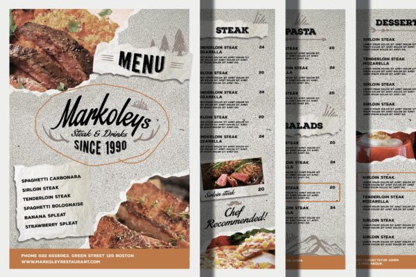 时尚咖啡馆轻食馆菜单设计模板 Hipster Cafe Menu